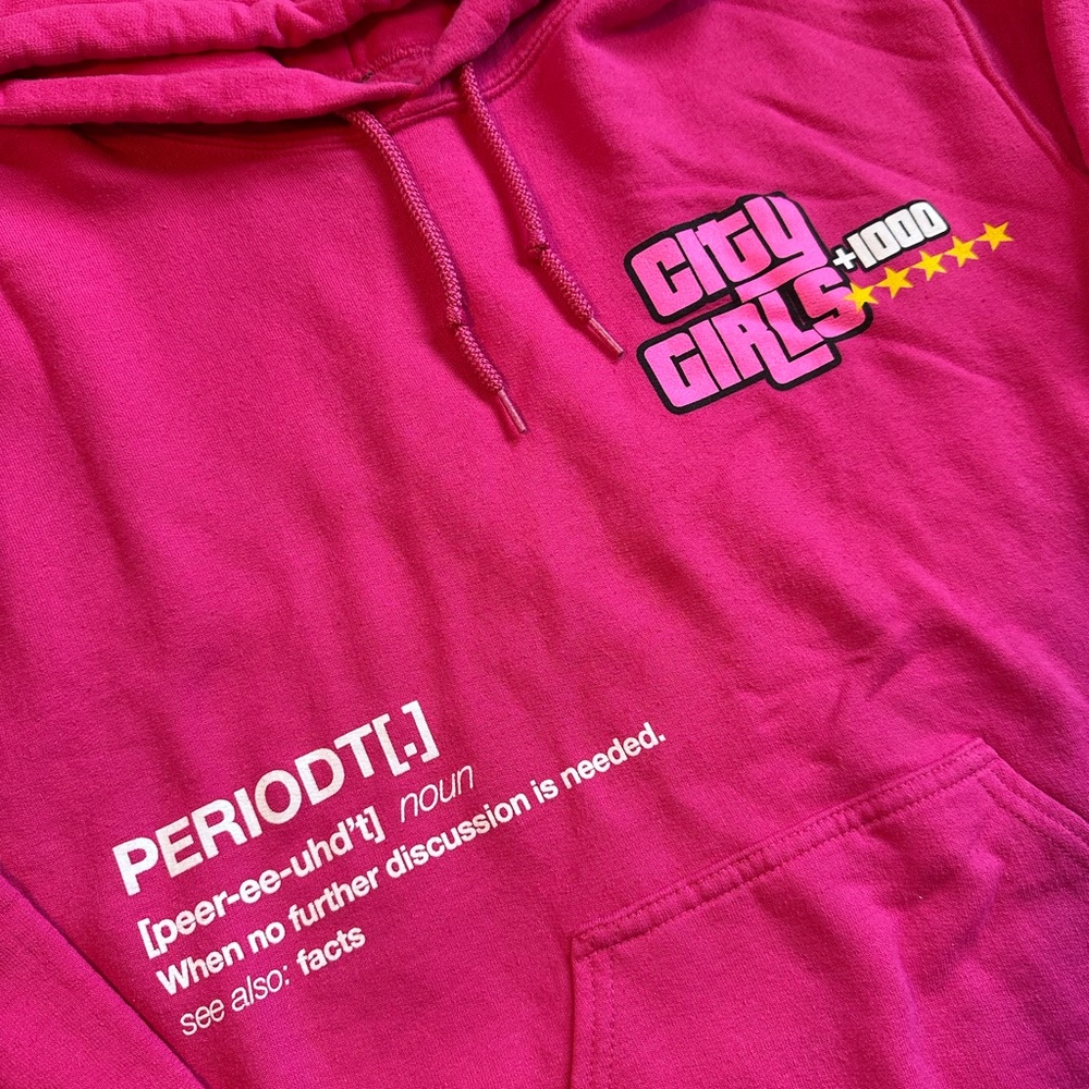 Pink Hoodie with City Graphic